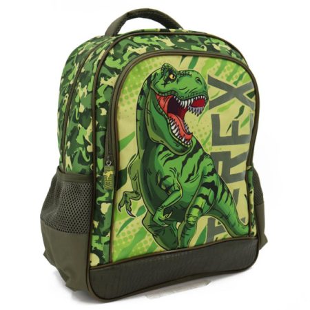 Un sac à dos original pour enfants avec un design de T-Rex rugissant.