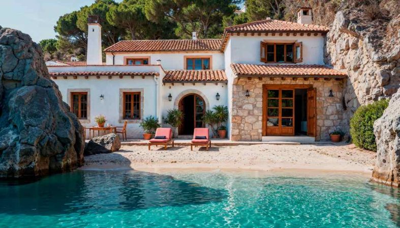 Villa de luxe les pieds dans l'eau illustrant le prix m2 cote atlantique France.